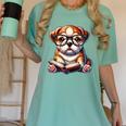 Cute Dog Puppy English Bulldog Reading Book Women's Comfort Colors T-Shirt Violet Cute Dog Puppy English Bulldog Reading Book Women's Comfort Colors T-Shirt Violet