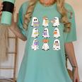 Cute Ghost Reading Books Teacher Halloween Reading Men Women Kids Women's Comfort Colors T-Shirt Violet
