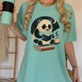 Cute Panda Reading Book Under Moon Bookworm Coffee Lover Women's Comfort Colors T-Shirt Violet