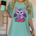 Cute Pastel Goth Bat Reading Book Women's Comfort Colors T-Shirt Violet Cute Pastel Goth Bat Reading Book Women's Comfort Colors T-Shirt Violet