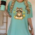 Cute Raccoon Reading Book Flowers Floral Women's Comfort Colors T-Shirt Violet