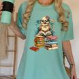 Cute Reading Chicken With Glasses Books Bookworm Reader Book Women's Comfort Colors T-Shirt Violet