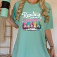 Cute Reading With My Gnomies Gnome Book Bookworm Lover Women's Comfort Colors T-Shirt Violet
