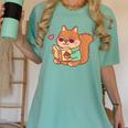 Cute Squirrel Reading A Book Lovers Anime Kawaii Women Kids Women's Comfort Colors T-Shirt Violet