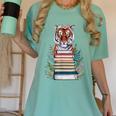Cute Tiger With Book Floral Bookworm Librarian Book Lover Women's Comfort Colors T-Shirt Violet Cute Tiger With Book Floral Bookworm Librarian Book Lover Women's Comfort Colors T-Shirt Violet