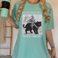 Defend Your Local Library Knight Cat Rider Book Lover Women's Comfort Colors T-Shirt Violet