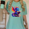 Dragon Reading a Book Bookworm Book Lover Women's Comfort Colors T-Shirt Violet Dragon Reading a Book Bookworm Book Lover Women's Comfort Colors T-Shirt Violet