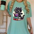 Dragon Reading A Book Cute Bookworm Book Lover Women's Comfort Colors T-Shirt Violet Dragon Reading A Book Cute Bookworm Book Lover Women's Comfort Colors T-Shirt Violet