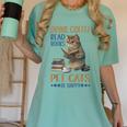 Drink Coffee Read Books Pet Cats Be Happy Bookworm Women's Comfort Colors T-Shirt Violet