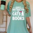 Easily Distracted By Cats And Books Cat & Book Lover Women's Comfort Colors T-Shirt Violet