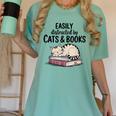 Easily Distracted By Cats And Books Cute Book Lover Women's Comfort Colors T-Shirt Violet Easily Distracted By Cats And Books Cute Book Lover Women's Comfort Colors T-Shirt Violet