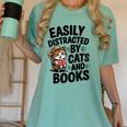 Easily Distracted By Cats And Books Lovers Reading Women's Comfort Colors T-Shirt Violet Easily Distracted By Cats And Books Lovers Reading Women's Comfort Colors T-Shirt Violet