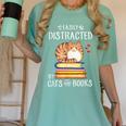 Easily Distracted By Cats And Books Reading Lover Bookish Women's Comfort Colors T-Shirt Violet