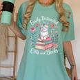 Easily Distracted By Cats And Books Reading Women's Comfort Colors T-Shirt Violet