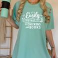 Easily Distracted By Chickens And Books Farm Women's Comfort Colors T-Shirt Violet
