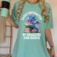 Easily Distracted By Dragons And Books Women's Comfort Colors T-Shirt Violet