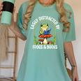 Easily Distracted By Frogs And Books Women's Comfort Colors T-Shirt Violet Easily Distracted By Frogs And Books Women's Comfort Colors T-Shirt Violet
