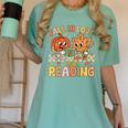 Fall In Love With Reading Autumn Pumpkin Teacher Book Lover Women's Comfort Colors T-Shirt Violet Fall In Love With Reading Autumn Pumpkin Teacher Book Lover Women's Comfort Colors T-Shirt Violet