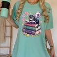 Fantasy Drama Tragedy Cute Cat Book Lover Readers Librarians Women's Comfort Colors T-Shirt Violet