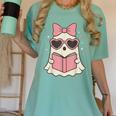 Ghost Reading Book Halloween Cat Lover Women's Comfort Colors T-Shirt Violet Ghost Reading Book Halloween Cat Lover Women's Comfort Colors T-Shirt Violet