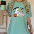 Ghost Reading Halloween Women Teacher Book Lover Women's Comfort Colors T-Shirt Violet Ghost Reading Halloween Women Teacher Book Lover Women's Comfort Colors T-Shirt Violet