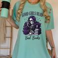 Good Girls Read Bad Books Sarcastic Skeleton Goth Skull Women's Comfort Colors T-Shirt Violet