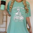 Good Girls Read Bad Books Skeleton Reading Book Halloween Women's Comfort Colors T-Shirt Violet