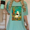 Groovy Ghost Reading Book Cat Halloween Ghost Teacher Women's Comfort Colors T-Shirt Violet Groovy Ghost Reading Book Cat Halloween Ghost Teacher Women's Comfort Colors T-Shirt Violet