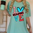 I Heart Books Love Reading Red And Stripe Animated Cat For Men Women Girls Kids Women's Comfort Colors T-Shirt Violet I Heart Books Love Reading Red And Stripe Animated Cat For Men Women Girls Kids Women's Comfort Colors T-Shirt Violet