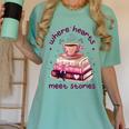 Where Hearts Groovy Meet Stories Coffee Books Valentines Day Women's Comfort Colors T-Shirt Violet Where Hearts Groovy Meet Stories Coffee Books Valentines Day Women's Comfort Colors T-Shirt Violet