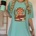 Highland Cow Reading Book Graphic Cow With Book Floral Women's Comfort Colors T-Shirt Violet Highland Cow Reading Book Graphic Cow With Book Floral Women's Comfort Colors T-Shirt Violet
