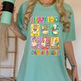 HUGvyn Happy 100 Days Of School Teacher Goose Preppy Books Women's Comfort Colors T-Shirt Violet