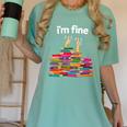 I'm Fine Reading Books Reader Book Lover Librarian Women's Comfort Colors T-Shirt Violet