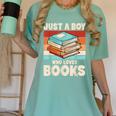 Just A Boy Who Loves Books Reading Bookworm Boys Kids Women's Comfort Colors T-Shirt Violet Just A Boy Who Loves Books Reading Bookworm Boys Kids Women's Comfort Colors T-Shirt Violet