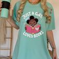 Just A Girl Who Loves Books Cute African American Afro Women's Comfort Colors T-Shirt Violet Just A Girl Who Loves Books Cute African American Afro Women's Comfort Colors T-Shirt Violet