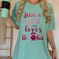 JUST A GIRL WHO LOVES BOOKS LIBRARIAN BOOK LOVERS BOOKWORM Women's Comfort Colors T-Shirt Violet JUST A GIRL WHO LOVES BOOKS LIBRARIAN BOOK LOVERS BOOKWORM Women's Comfort Colors T-Shirt Violet