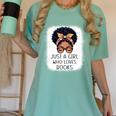 Just a Girl Who Loves Books Messy Bun Black Women Reading Women's Comfort Colors T-Shirt Violet