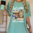 Just a Girl Who Loves Cats And Books Women's Comfort Colors T-Shirt Violet Just a Girl Who Loves Cats And Books Women's Comfort Colors T-Shirt Violet
