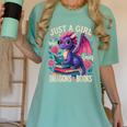 Just a Girl Who Loves Dragons And Books Dragon Women's Comfort Colors T-Shirt Violet Just a Girl Who Loves Dragons And Books Dragon Women's Comfort Colors T-Shirt Violet