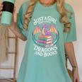 Just A Girl Who Loves Dragons And Books Fantasy Reader Women's Comfort Colors T-Shirt Violet Just A Girl Who Loves Dragons And Books Fantasy Reader Women's Comfort Colors T-Shirt Violet