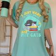 I Just Want To Read Books And Pet Cats Cat Book Lovers Women's Comfort Colors T-Shirt Violet