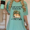 I Just Want To Read Books And Pet Cats Cat Lover Women's Comfort Colors T-Shirt Violet I Just Want To Read Books And Pet Cats Cat Lover Women's Comfort Colors T-Shirt Violet
