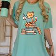 Kawaii Cat Coffee Books Teacher Men Women Girls Kids Women's Comfort Colors T-Shirt Violet Kawaii Cat Coffee Books Teacher Men Women Girls Kids Women's Comfort Colors T-Shirt Violet
