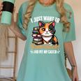 Kawaii Feline Book Reading Read Books Pet My Calico Cat Men Women Women's Comfort Colors T-Shirt Violet