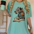 Leopard Book Flower Women's Comfort Colors T-Shirt Violet