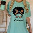 Librarian Teacher Messy Bun Life Book Library Back To School Women's Comfort Colors T-Shirt Violet