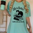 Life Is Better With Cats & Books Tuxedo Cat Mom Women Women's Comfort Colors T-Shirt Violet Life Is Better With Cats & Books Tuxedo Cat Mom Women Women's Comfort Colors T-Shirt Violet