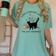 Life Is Better With Tea Cats And Books Cat Sayings Women's Comfort Colors T-Shirt Violet