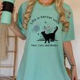 Life Is Better With Yarn Cats And Books Women's Comfort Colors T-Shirt Violet