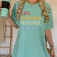 Life Happens Reading Helps Book Lovers Vinage Women's Comfort Colors T-Shirt Violet Life Happens Reading Helps Book Lovers Vinage Women's Comfort Colors T-Shirt Violet